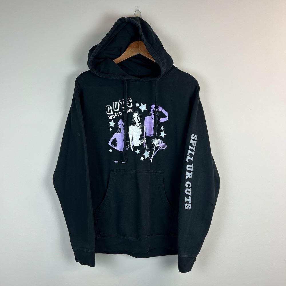 Olivia Rodrigo Black GUTS World Tour Pullover Hoodie Sweatshirt Medium Merch 24